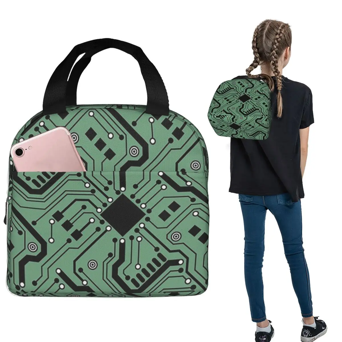 Printed Circuit Board - Color Insulated Lunch Bag for Women Kids Leakproof Food Boxes Thermal Lunch Box Tote