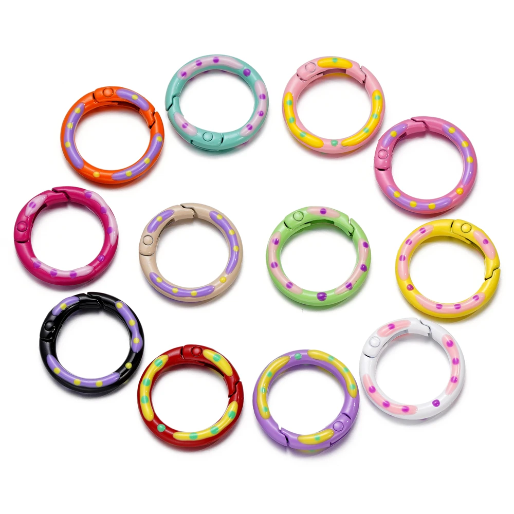 5pcs/lot O Ring Enamel Openable Spring Buckle Handbag Belt Snap Hook Clips For Connect Keyring Pendants Jewellry Findings