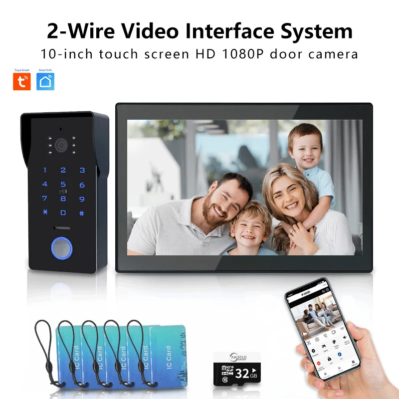 Smart 2-wire Doorbell 1080p High Definition Camera 10 Inch Touch Screen Display