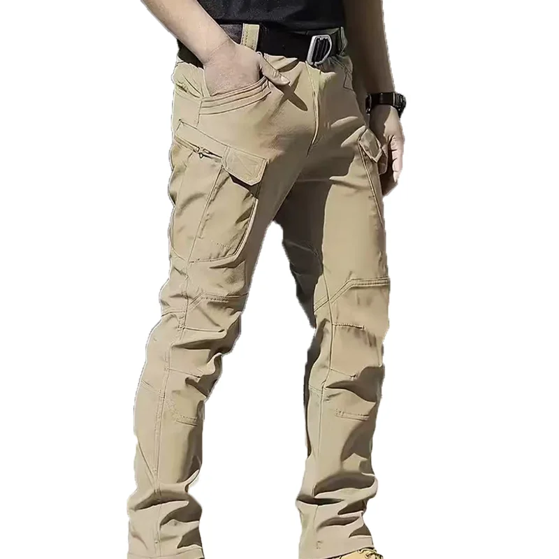 Men's Tactical Pants Military Combat Spring Autumn Softshell Sports Waterproof Elastic Hiking Camping Climbing Hunting Trousers