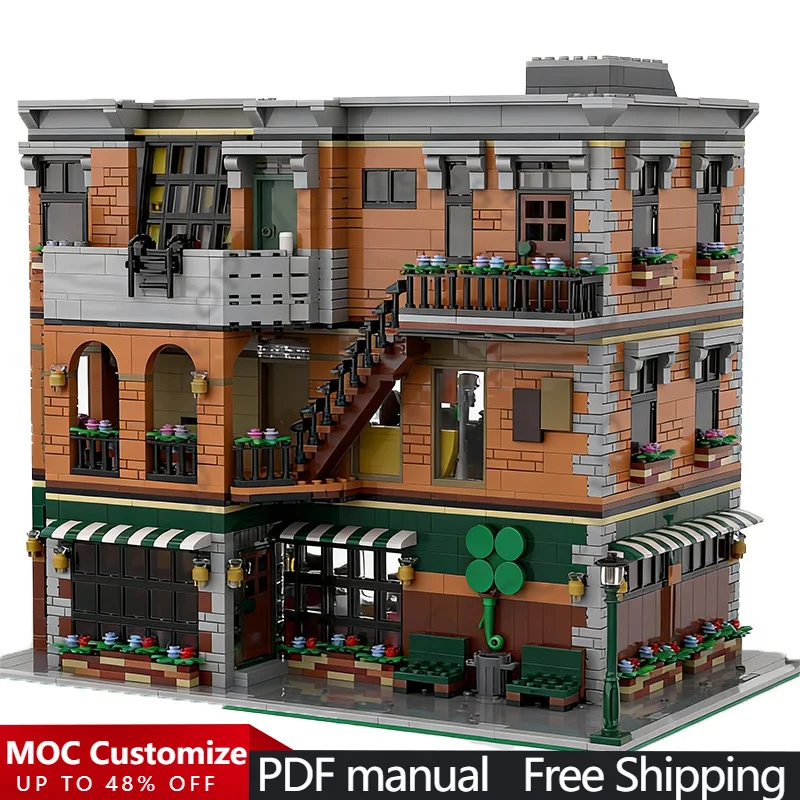 4282 Piezas de Construcción, Apartamento de los Amigos y Pub de MacLaren, MOC Personalizable, Bloques de Construcción Modulares, Modelo DIY, Juguete para Niños, Regalo de Navidad