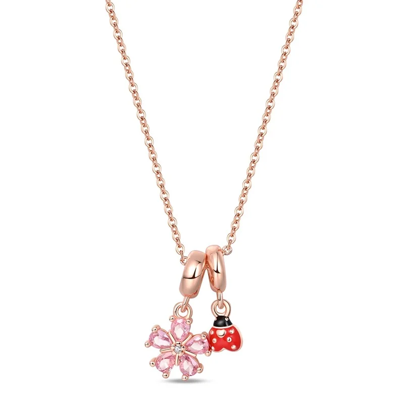 Women's 925 Sterling Silver Aurora Crystal Star Moon Key Necklace