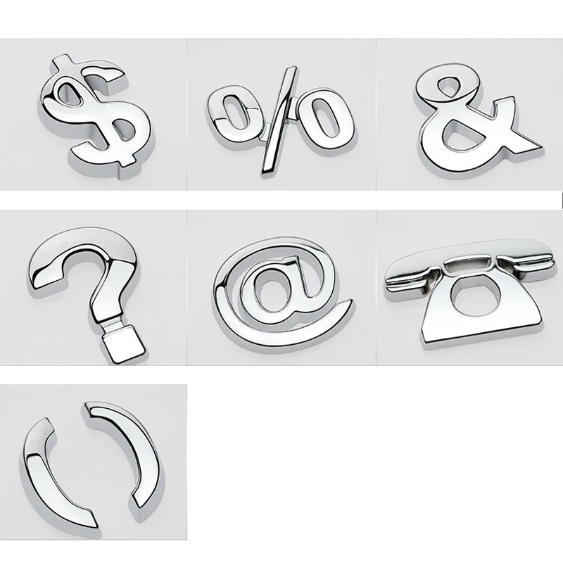 1Pcs 3D Metal Lower Case Letter Stickers Car Letters Alphabet Emblem Numbers Chrome Labeling Decals For Toyota Hyundai Ford Kia