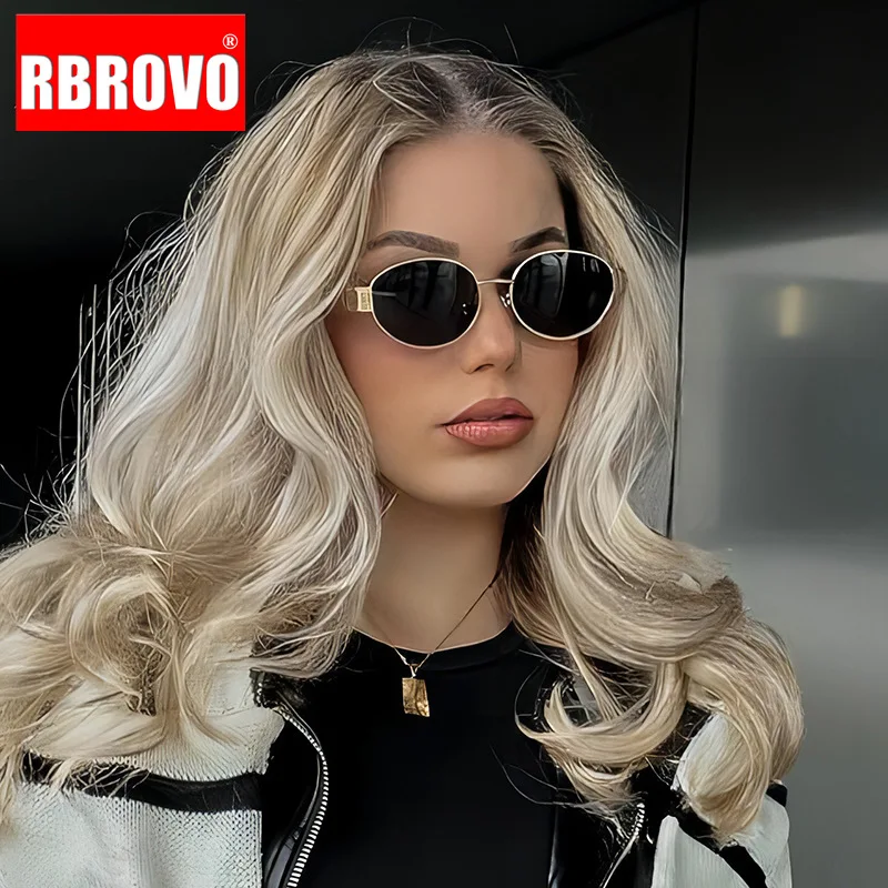 RBROVO Metal Frame Oval Sunglasses Women Fashion Simple Eyewear Women High Quality Retro 2024 Glasses Female Gafas De Sol Mujer