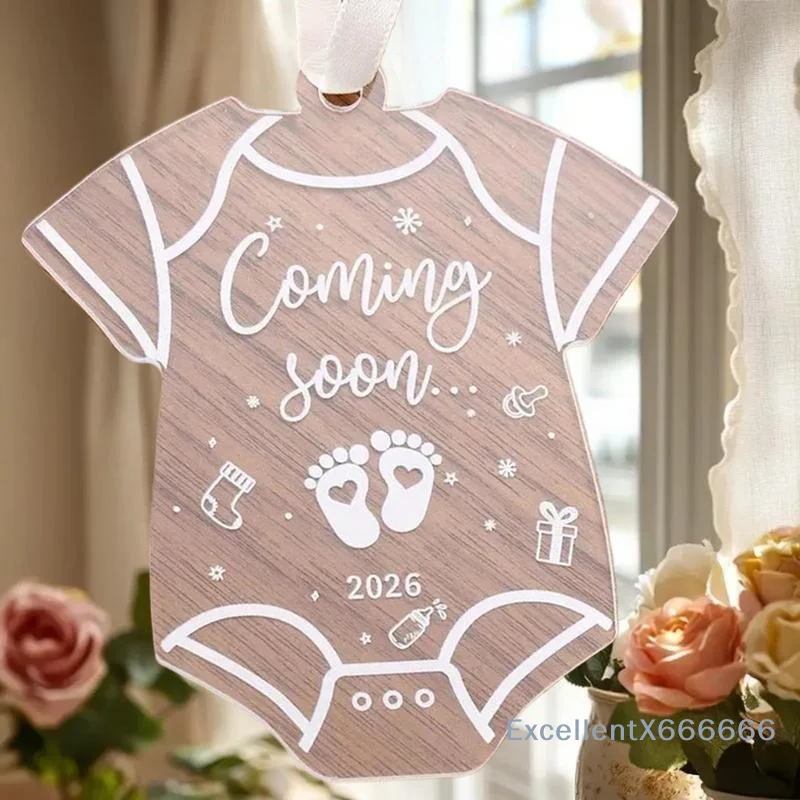 Voetafdrukken Decor "Coming Soon" - 2026 Transparant acryl hangend ornament voor babyborrels