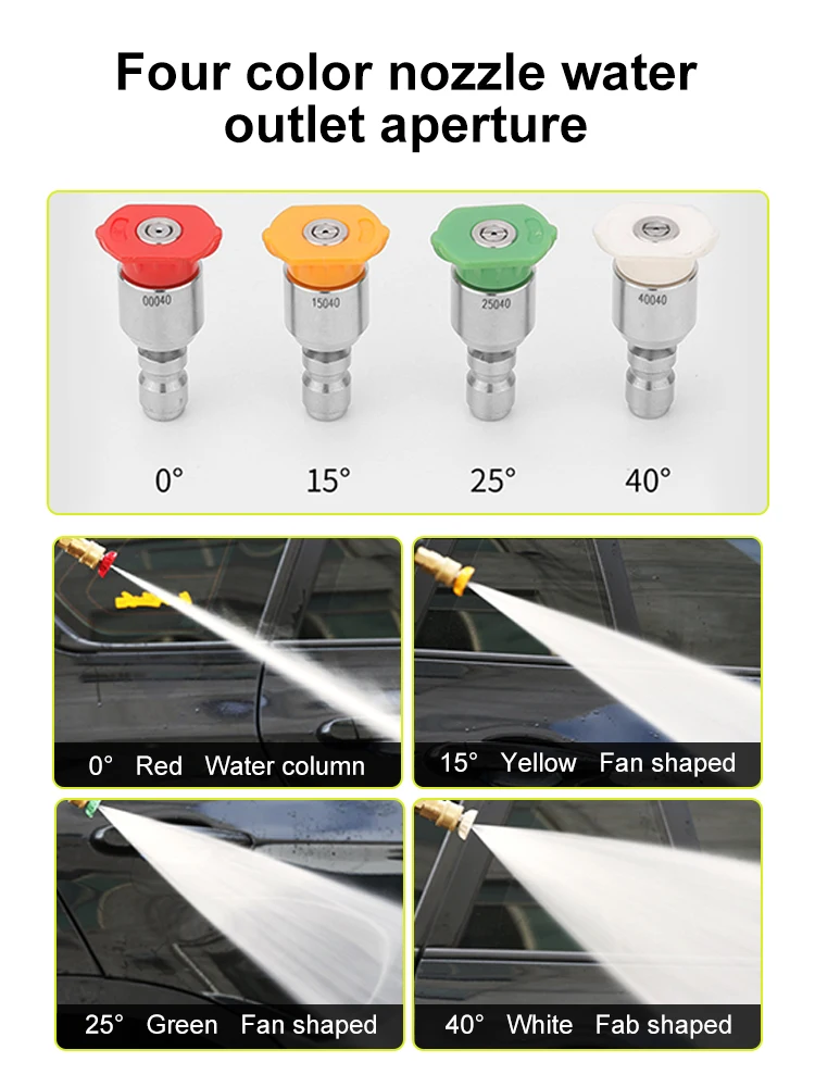 Rotativo pressão lavadora bocal dicas kit, 1/4 Quick Connect tipo, vários graus, 0,15,25,40, 4 bicos de pulverização