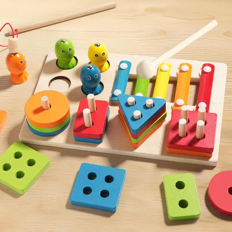 Toddler Sorting Toys Wooden Sorting Matching Toy Wooden Shape Stacking Sorting Toys Colorful Learning Activity Block Puzzle