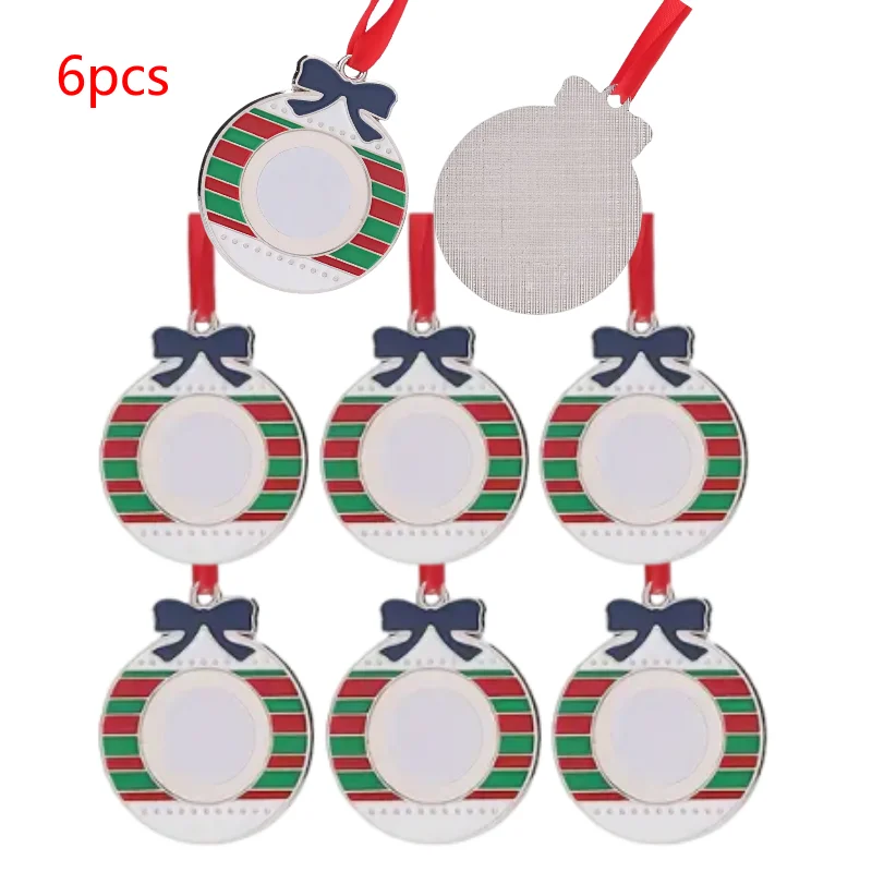 

6 шт. пустые металлические рождественские шары для сублимации, классические круглые подвесные украшения, подходящие для праздничного украшения