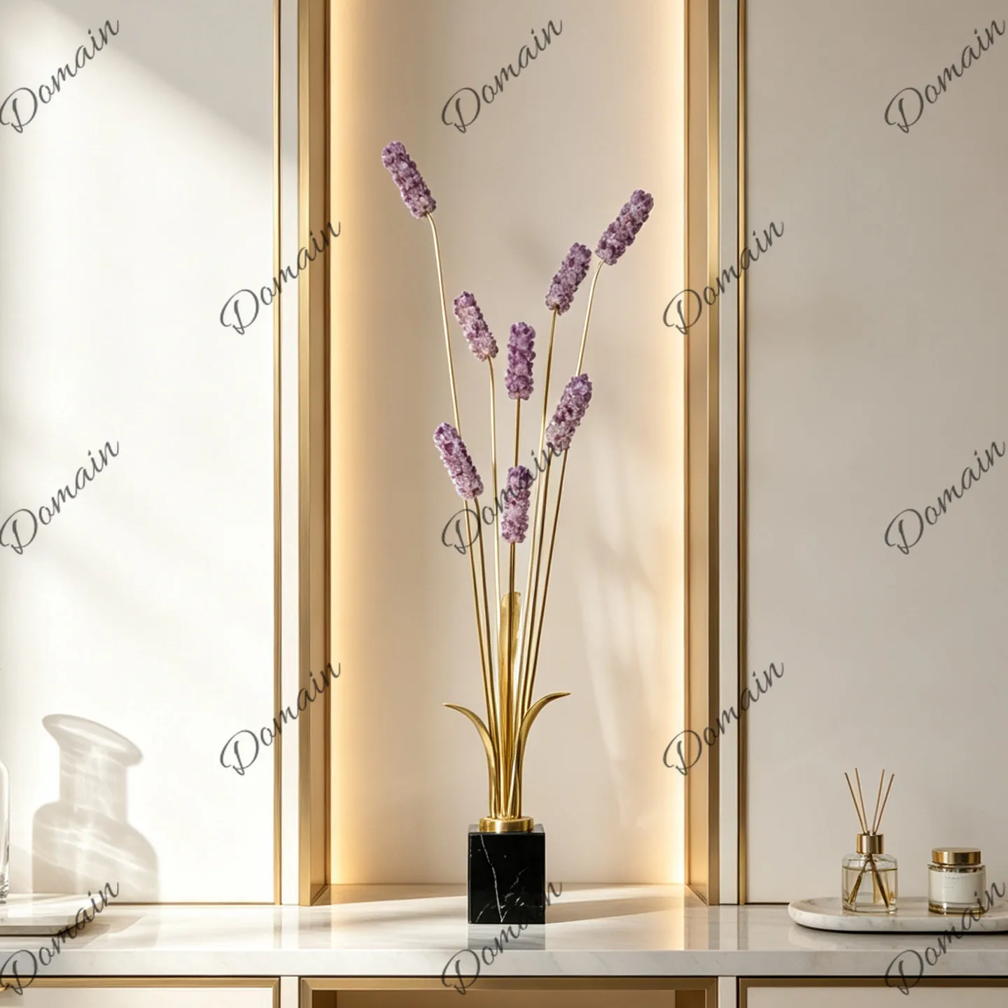 Modern light luxury brass amethyst wheat ears ornament living room entrance niche fine high decoration new home gift