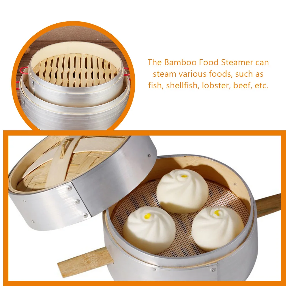 

1 set 1 Set Bamboo Food Steamer Kitchen Steaming Basket For Cooking Dumplings Buns Vegetables Fish Steam Pot Large Fits Wok Pan