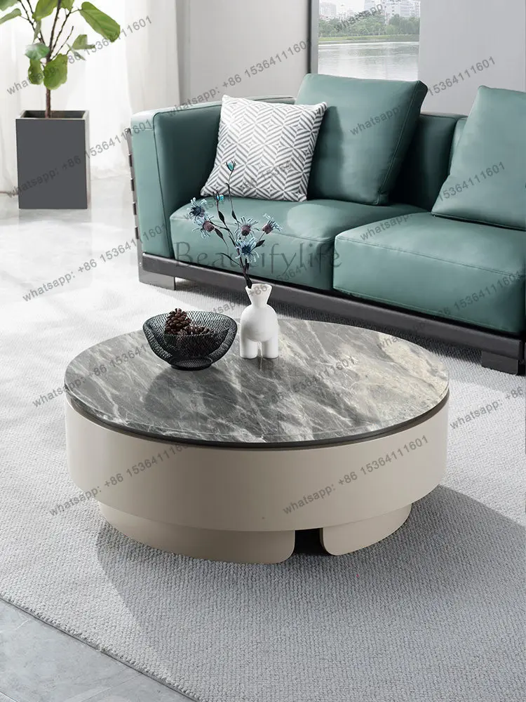 

Italian minimalist sofa round coffee table, modern minimalist marble surface combination coffee table