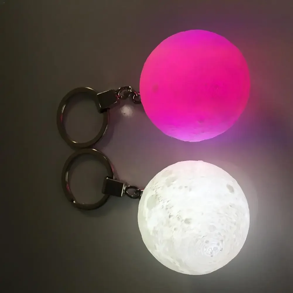 Moon Mini Moonlit Night Light Key Ring Creative Mini 3D Printing Moonlight Battery Table Lamp Christmas Gift Enfant