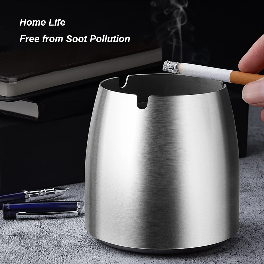 Stainless Steel Tabletop Ashtray Windproof with Lid Cigarette Ashtray Large Capacity Odorless Ash Tray for Indoor Or Outdoor Use