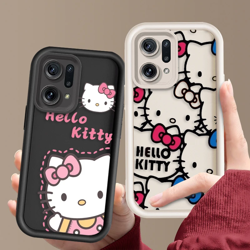 Cute Cartoon Kitty For OPPO A98 94 92 78 76 74 72 58 57 54 53 2020 Reno10 8 7 Find X5 3 Pro 5G 4G Soft Eye Ladder Phone Case