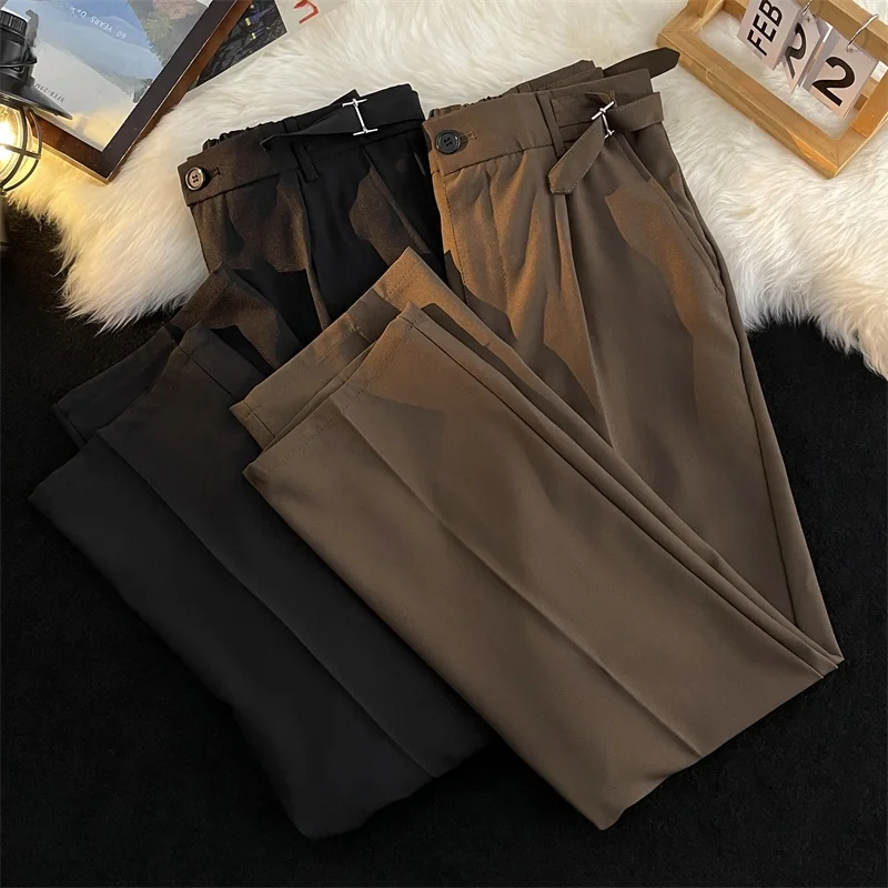 

Men's Casual Trousers Hong Kong Sle Loose Straight Leg Pants Drapey Trendy Summer Faionable Straight Westwear Trousers