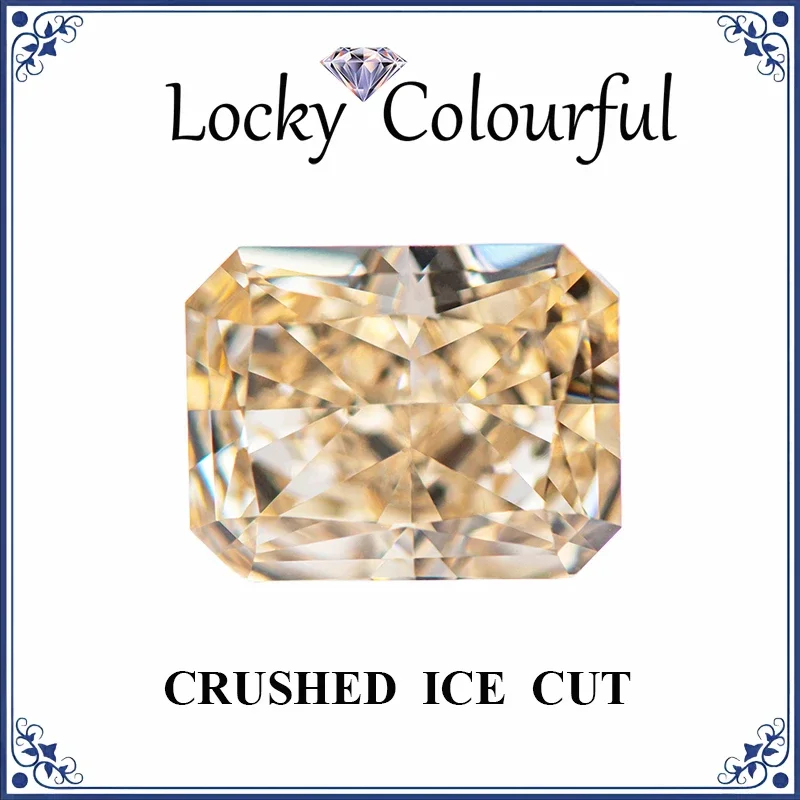 

Cubic Zirconia Crushed Ice Cut Rectangle Shape Light Champagne Color Charms Bead for Diy Jewelry Making Materials No Certificate