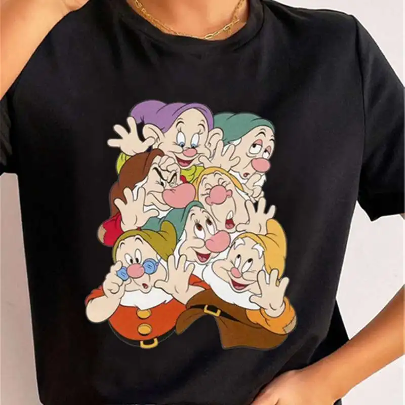 Mulheres Disney Princess T-shirt, Branca de Neve, Os Sete Anões, Moda Harajuku, Roupas Femininas, Streetwear