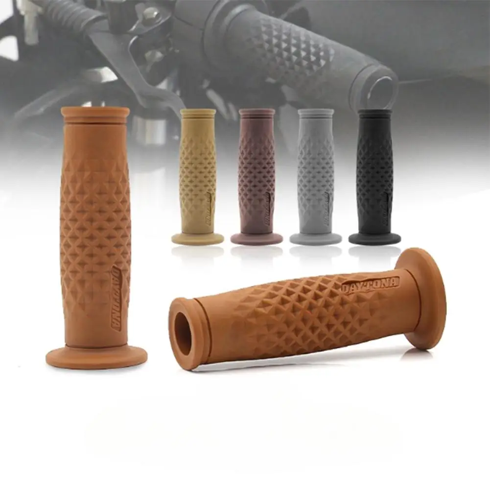 1 Pair Motorcycle Handlebar Grip Non-slip Rubber Throttle Handle Cover Retro Handlebar Grip Modified Parts