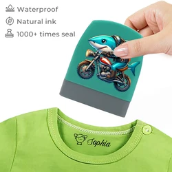 Funny Cartoon Shark Riding Small Animal Personalized Name Stamp For Kids Custom Clothes Marcador De Ropa niños Con Nombre