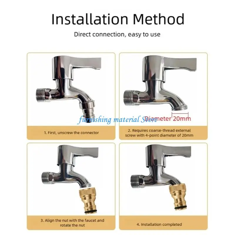 

Y5GD 1/2Inch Thread Tap Quick Connecter Aluminum Alloys Quick Faucet Adapter Leakproof Water Pipe Fittings Enduring