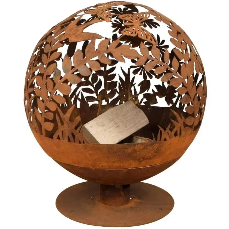Pre-rusted, steel fireballs for parties or camping