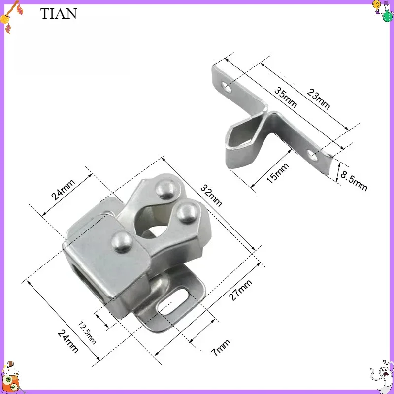 10 Sets Press Double Roller Catches Home Wardrobe Door Buckles Dual Wheel Spring Fixed Lock Buckle Low Foot Cabinet Catch Closer