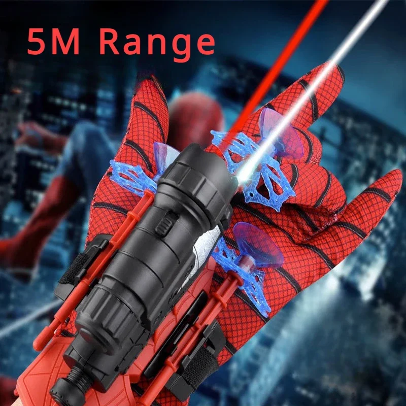 New SpiderMan Wearable Gloves Soft Bullet Emitter Marvel Movies Toy Gun Children Spin Suction Cup Ejection Toy Kid Birthday Gift