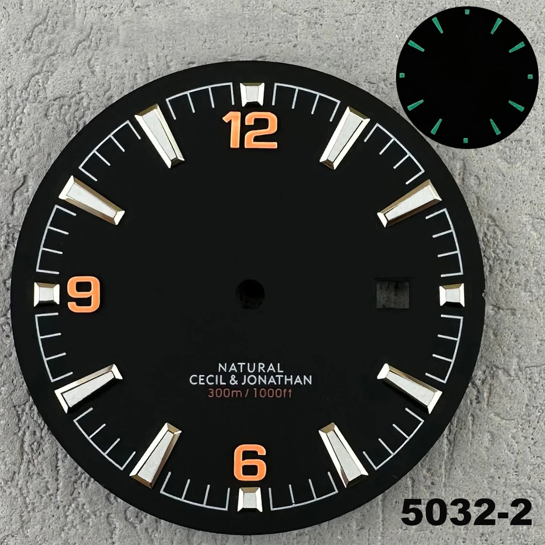 Customisable logo 33.5mm green luminous 8215/2813 dial For 8215/2813 case 8215/2813 movement 3 o\'clock position