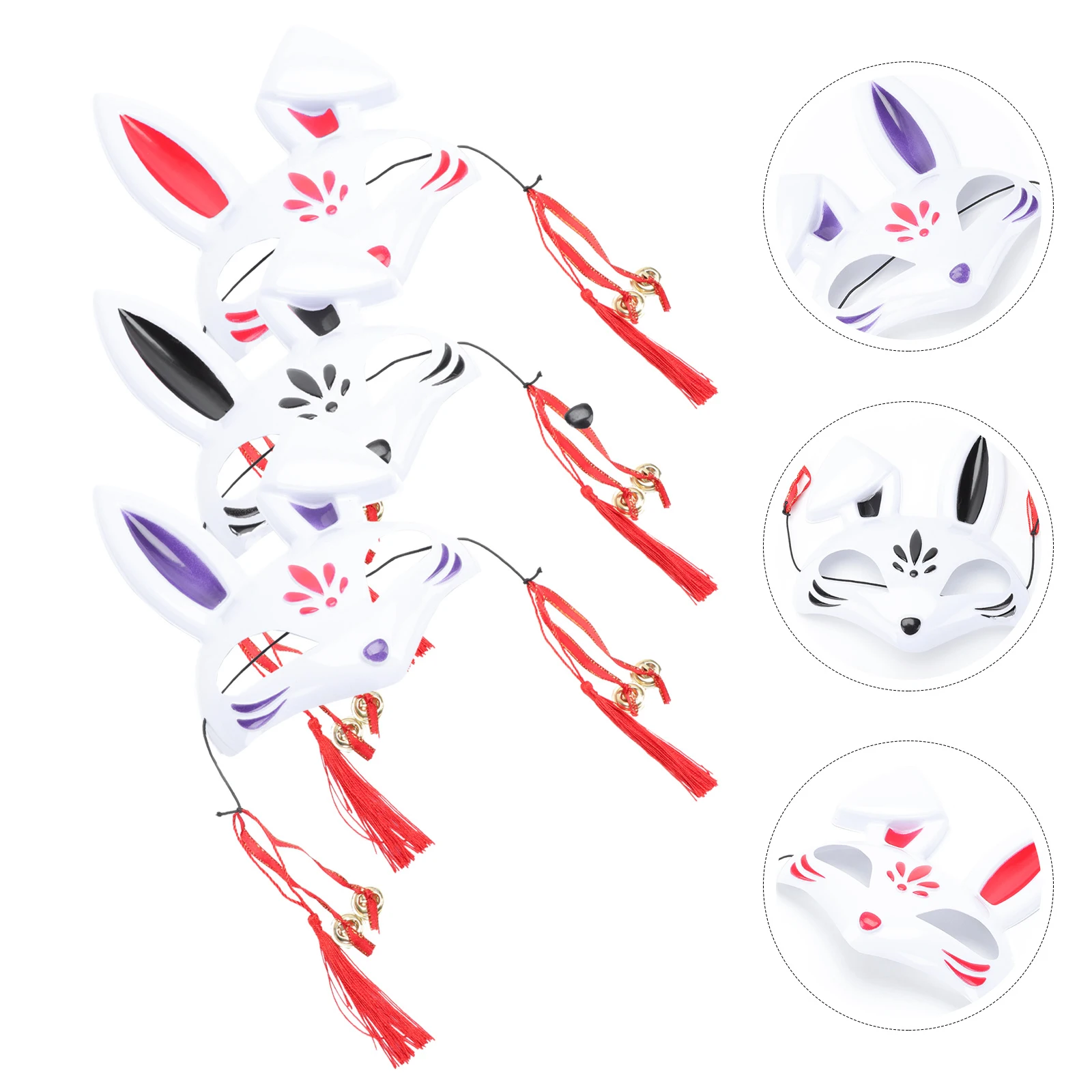 

3pcs Masks Premium Adorable Bunny Halloween Costume Party Breathable Comfortable Design Suitable Adults Men Women