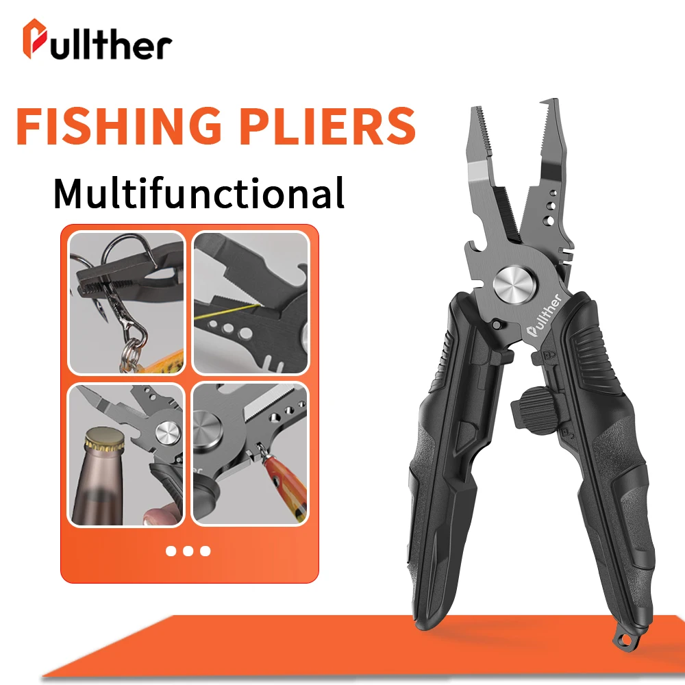 Pullther Fishing Pliers, Fishing Equipment, Fishing Gear, Multifunctional Fishing Line Scissors, Fishing Tools for Hook Removal