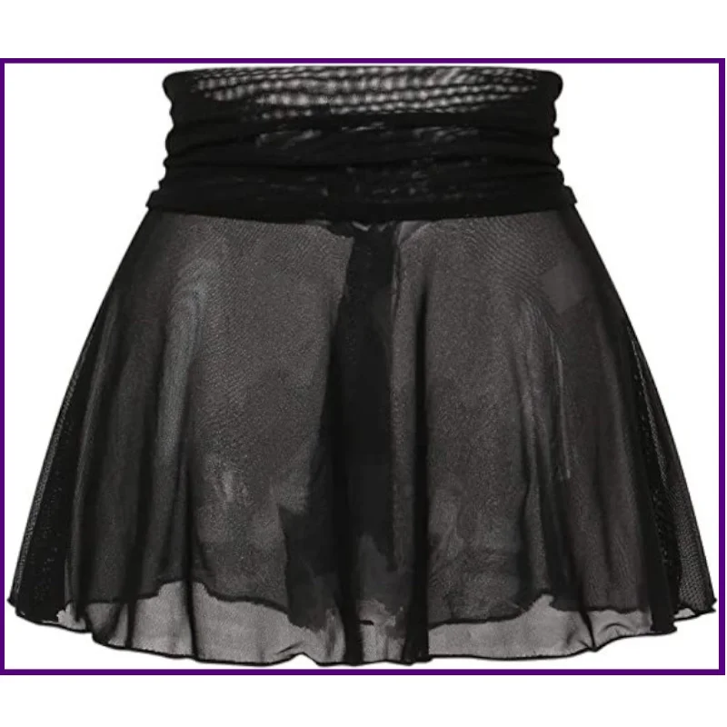 Fato de banho sexy para mulheres, biquíni encobrir, malha saia curta, beachwear translúcido, beachwear de cintura alta