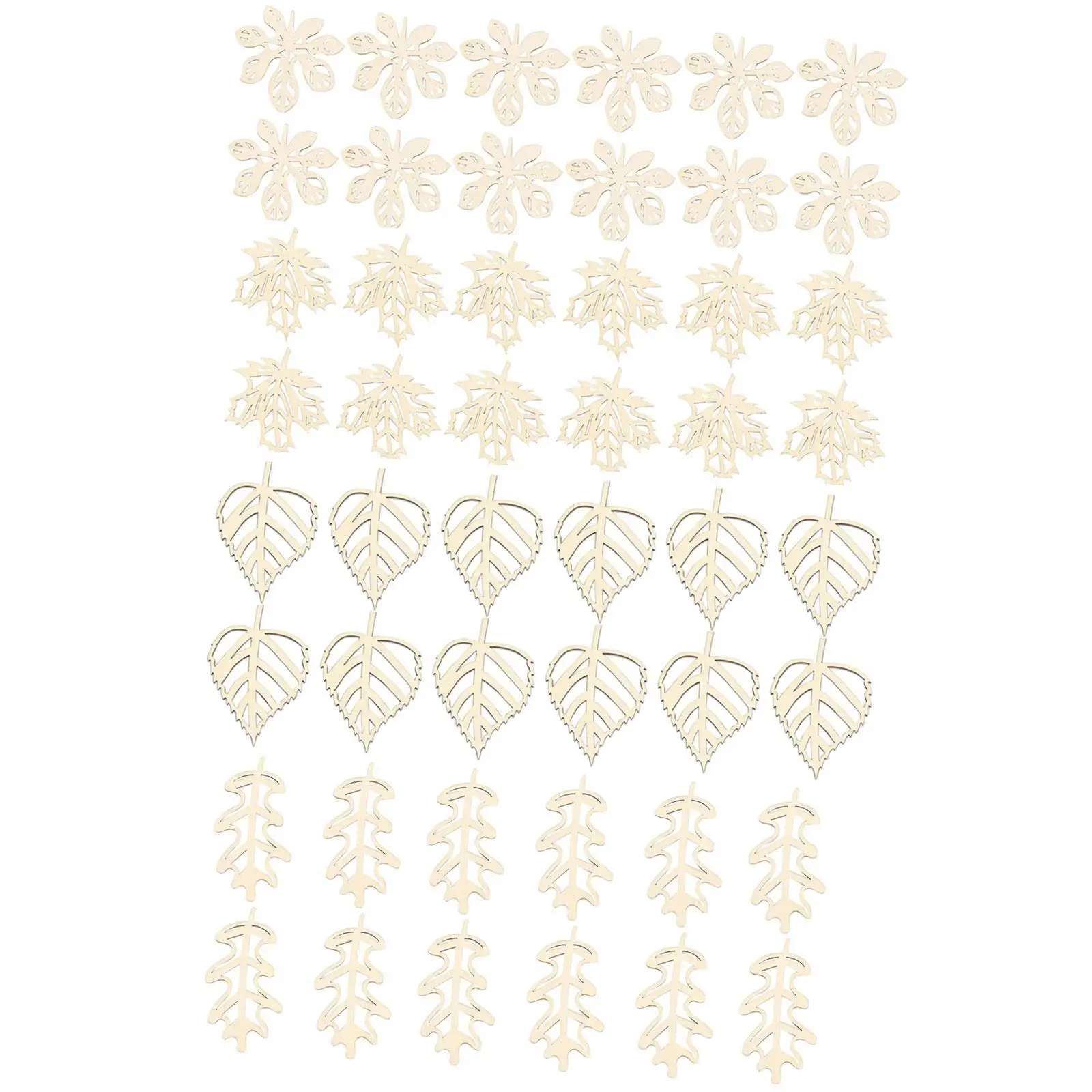 48x Wooden Leaf Ornaments Unpainted Cutout Blank Hanging Decoration DIY Crafts Projects for Halloween Photo Props Fall Party