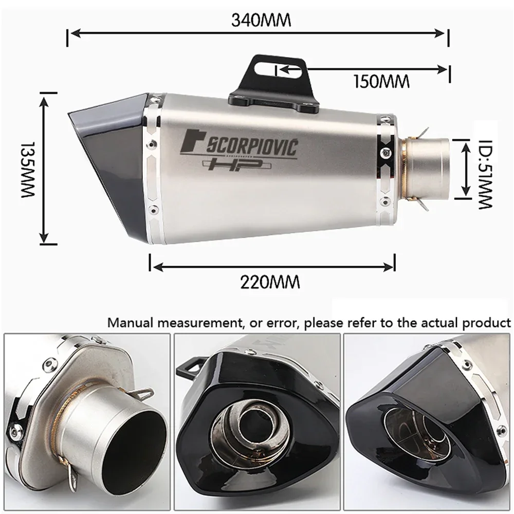 Motorcycle modified exhaust pipe universal small hexagon muffler R6 FZ8 DUKE390 R25 MT07 MT09 YZF R1 R6 with DB Killer