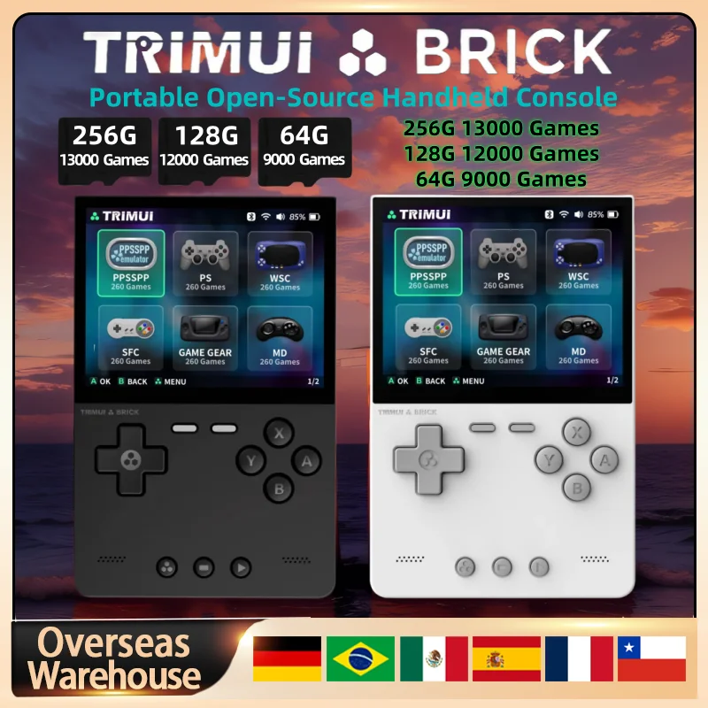 TRIMUI BRICK Handheld Game Console Portable Open-Source Video Game Player 3.2-inch IPS HD Screen Back Top Atmosphere Light Gifts