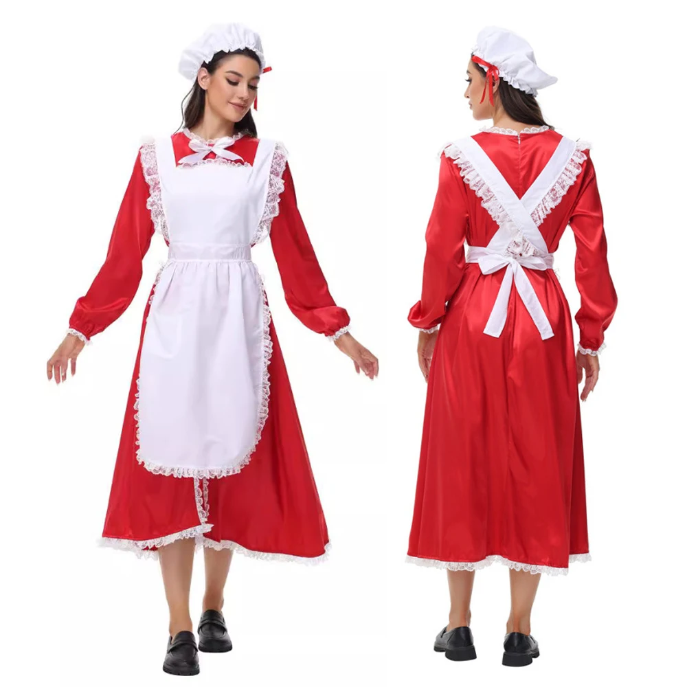 

Christmas Cosplay Costume Santa Claus Disguise Maid Dress for Women Xmas Outfit Halloween Carnival Party New Year Suits Roleplay