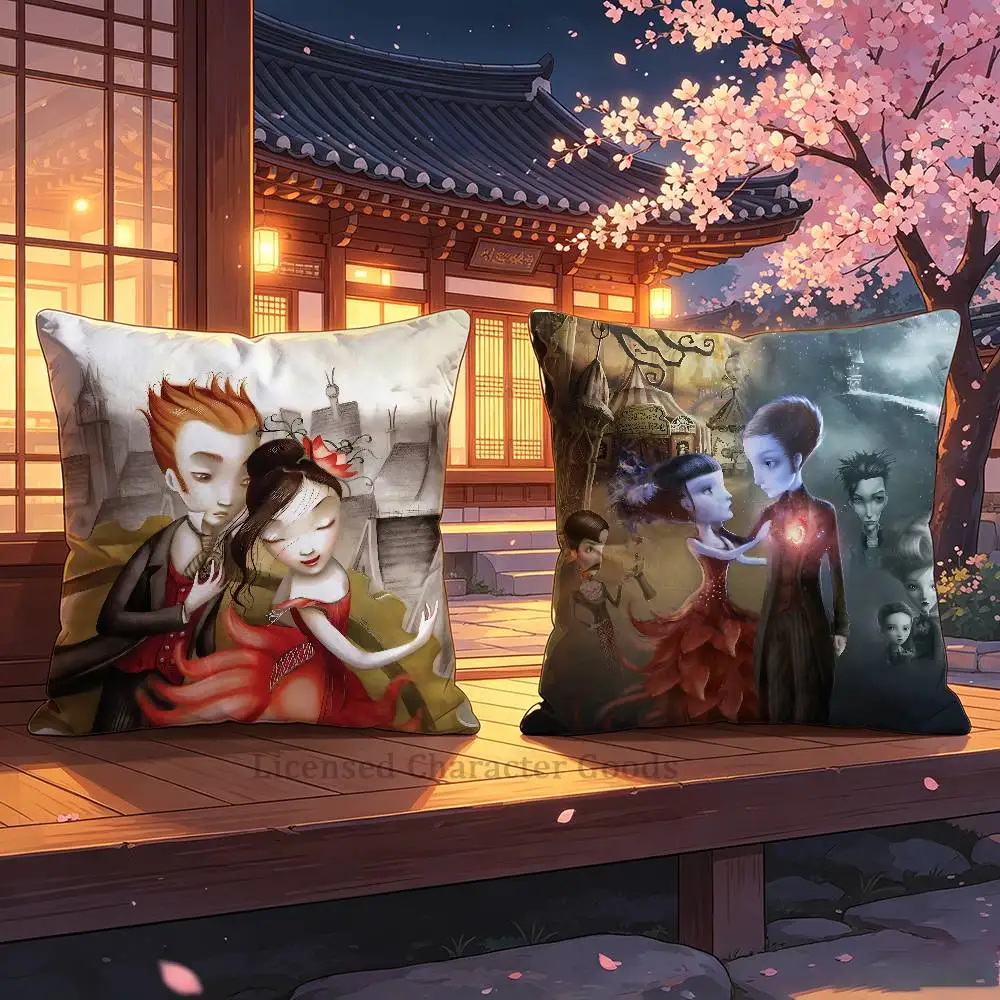 Jack and Miss A-Acacia Pillow Cover Polyester Square Cushion Case 45 cm Decorative for Home Couch Bed Car Decor