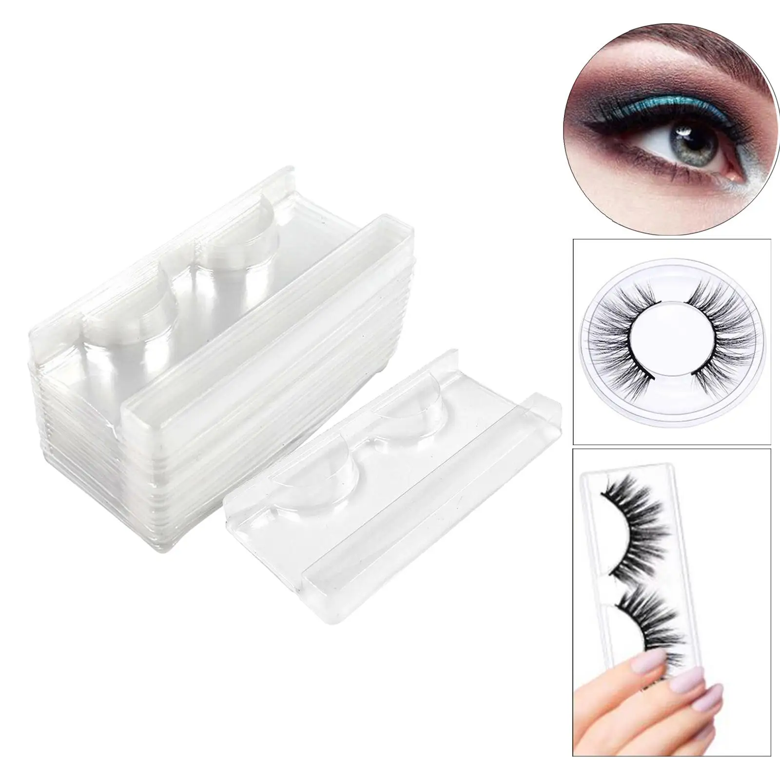 Grote valse wimpercontainer, 50-pack roze witte plastic trays voor wimperverbeteringsset en schoonheidsaccessoires