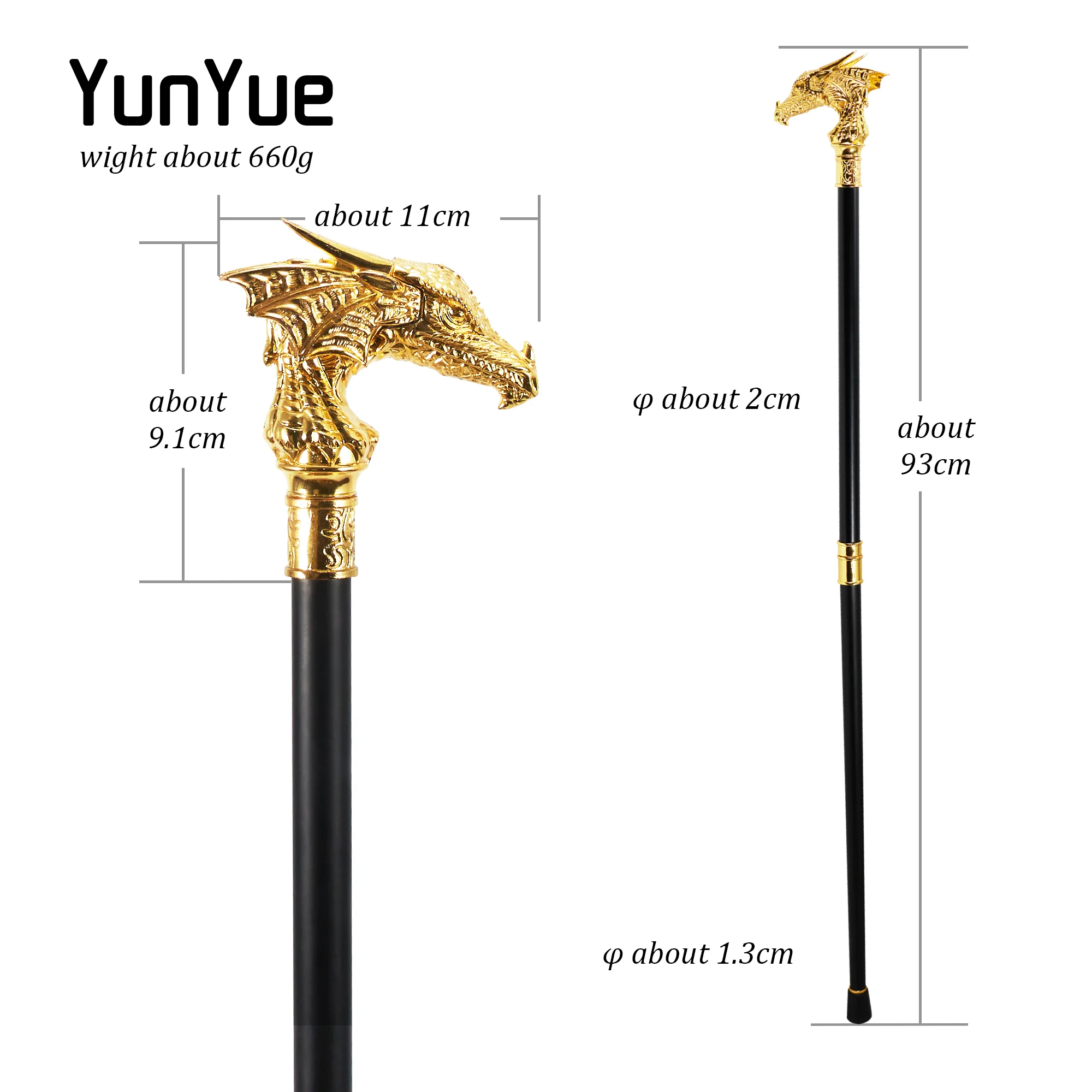 الذهب الفاخرة التنين رئيس المعادن عصا للمشي موضة الفن الزخرفية عصا للمشي خمر شهم أنيقة فيلم حفلة العكاز