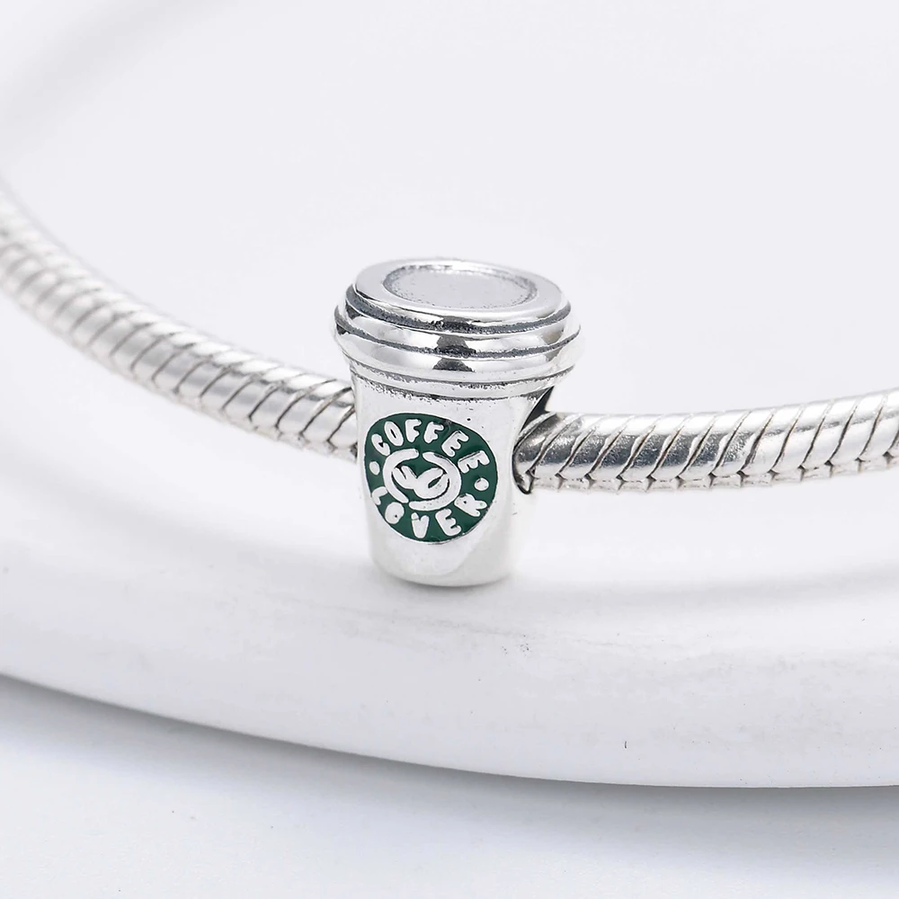 New 925 Sterling Silver Coffee Cup Cake Teapot Charm of ley 925 Chain Beaded Fit Original Pendant Bracelet DIY Ladies Jewelry - view 6