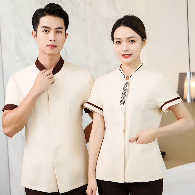 Wholesale Supply Hotel Room Attendant Uniform Short Sleeve Property Office Building Bank Cleaning Work Clothes