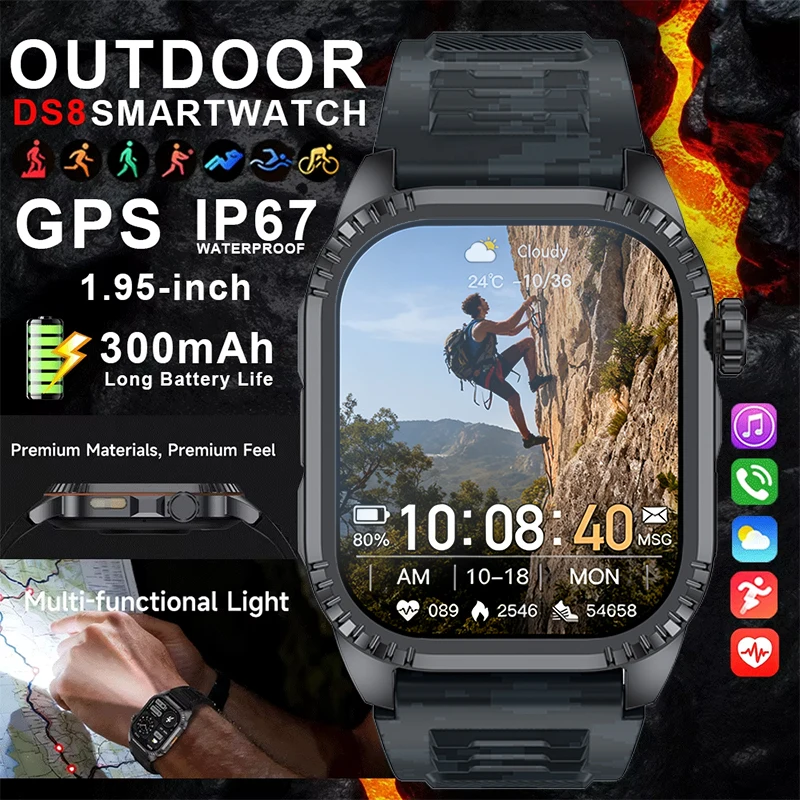 

1.95 inch HD Screen Smart Watch GPS Tracking Multi-functional Light Health Monitoring Bluetooth Call Smart Watch For Android iOS