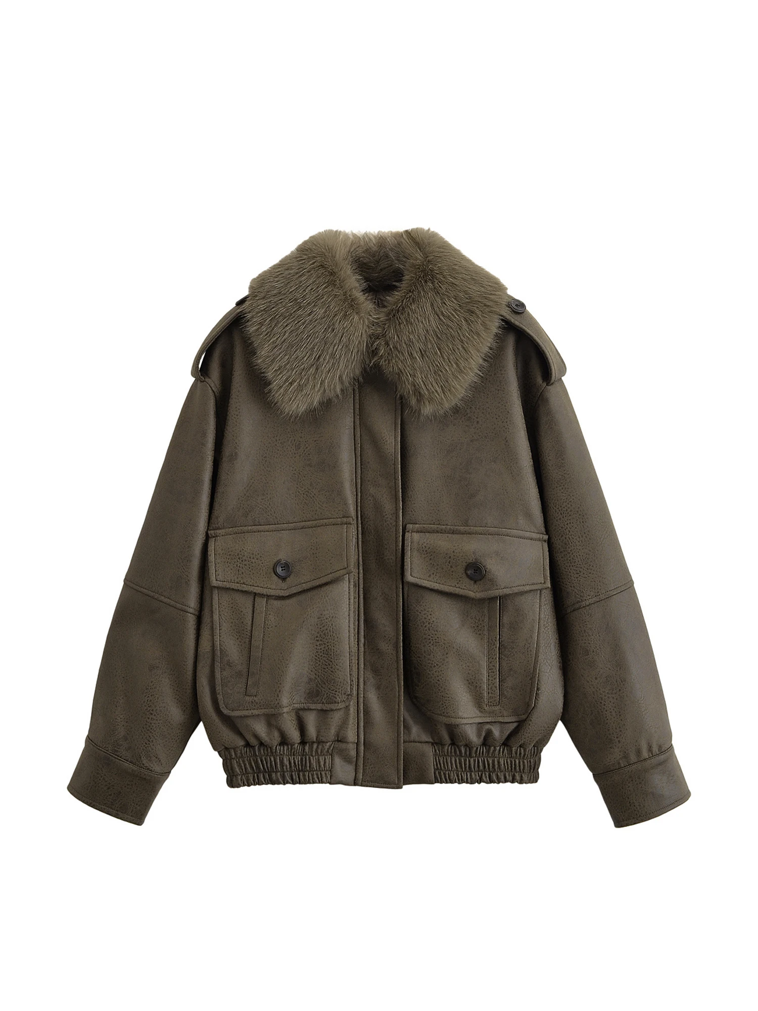 

Women's Brown PU Leather Jacket Streetwear Fur Coat Vintage BF style Oversize Mustang Jacket Outerwear 2000s Clothes Autumn 2025