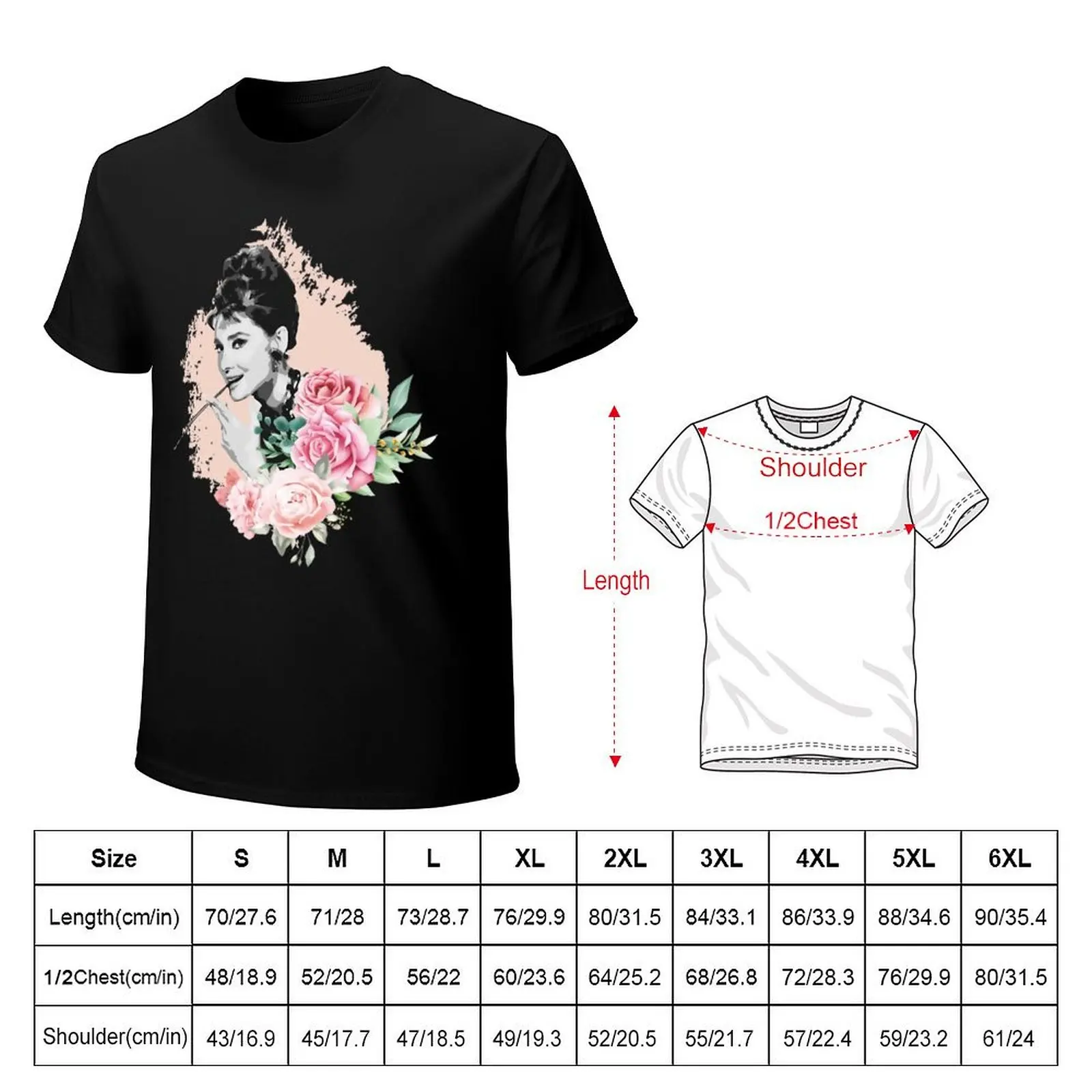 áúdrèy actor Hépbúrn Flowers Illustration Hoodie Notebook T-Shirt boys whites customs design your own mens t shirt graphic