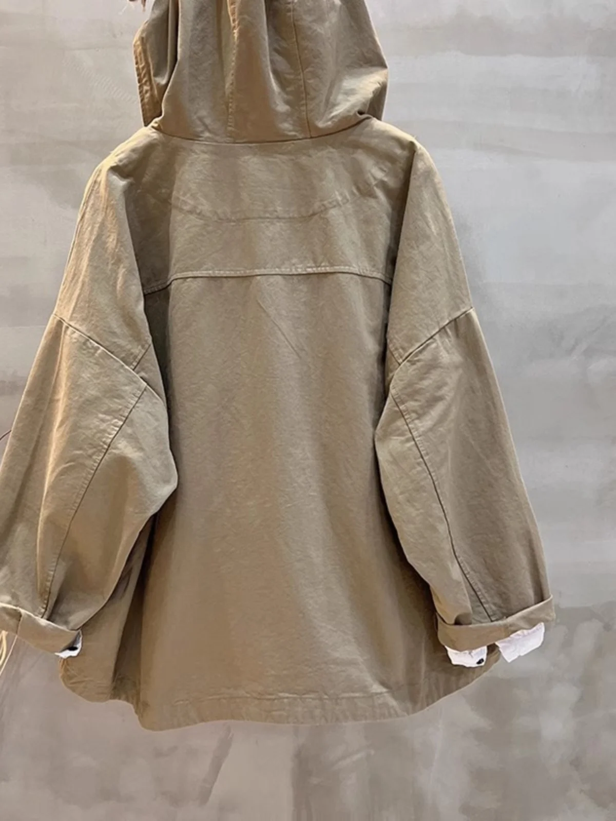 Waed Cotton Donna Casual Lungo Sve Con Cappuccio Or Jaet Colore Puro Vestibilità ampia Pendolarismo Sle Design vintage Bottone singolo