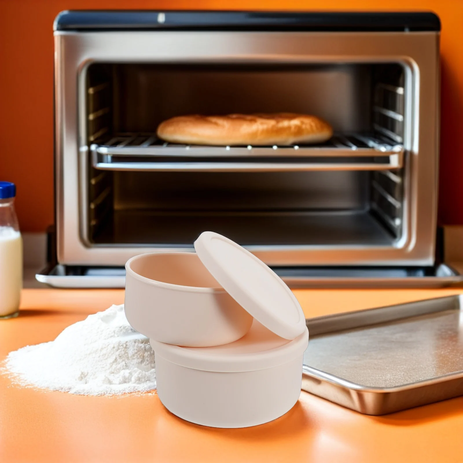 

2Pcs Silicone Pizza Dough Proofing Containers Stackable Airtight Lids Fermentation Box for Dough Rising Bread Making Storage