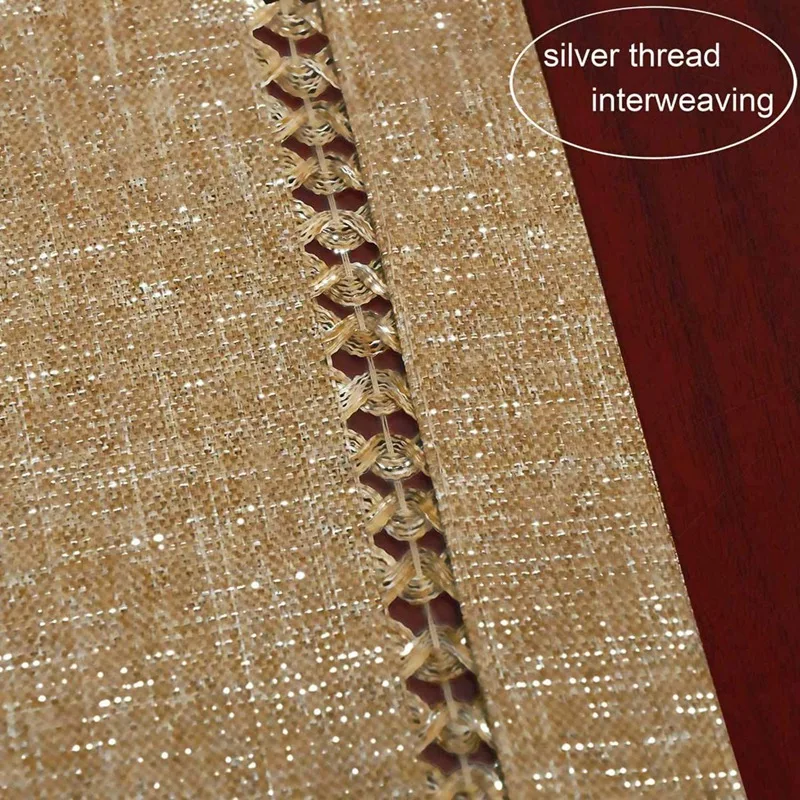 2X Hand Hemstitched Dining Table Runner Dresser Scarves, Silver Thread Interweaving (Light Gray, 12 X 72 Table Runners)