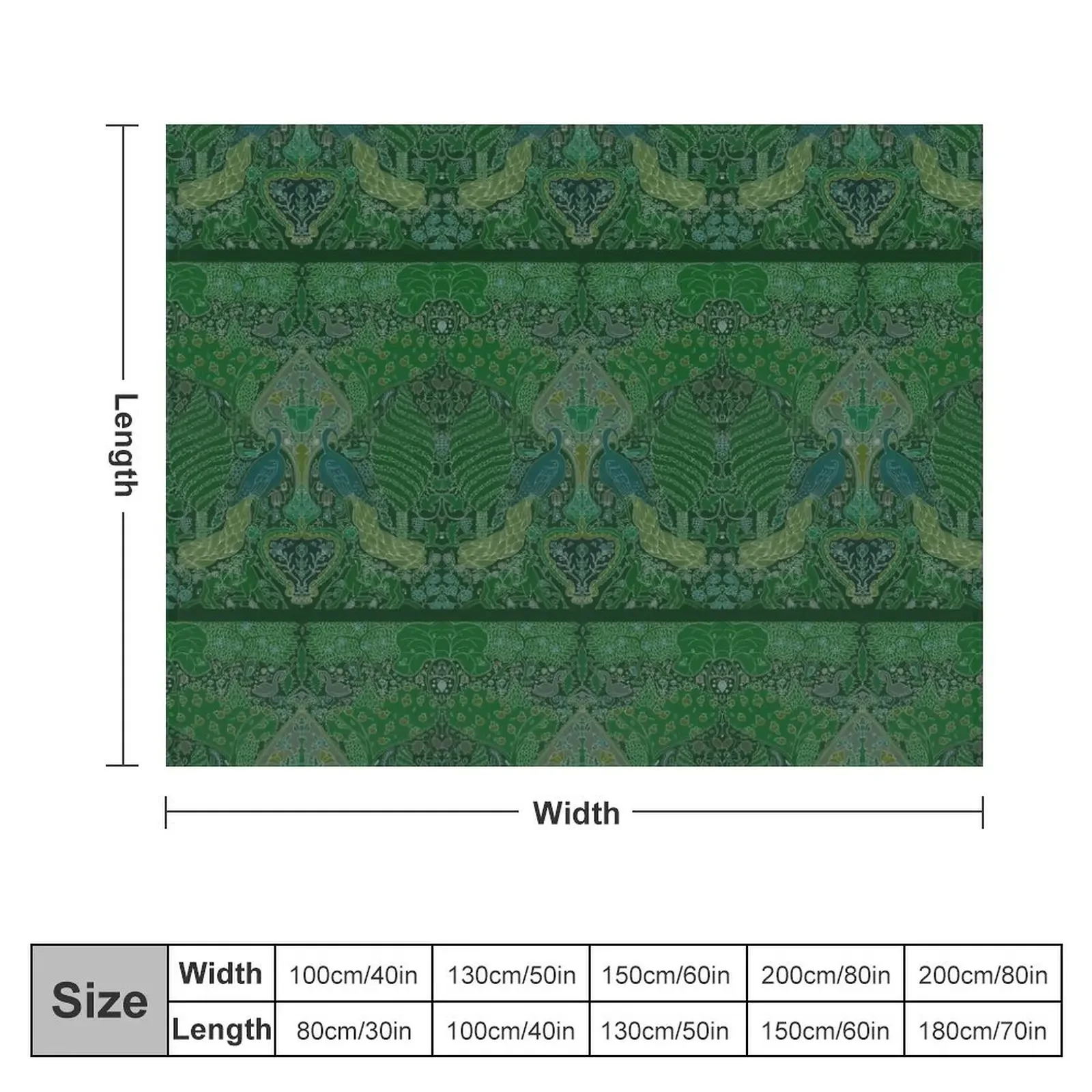 Peacock Art Deco/Art Nouveau in Arsenic Green Throw Blanket Blankets For Sofas Hair wednesday Tourist Blankets