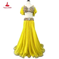 Bellydance Costume Customized Luxury Rhinestone Bra+senior Chiffon Long Skirt 2pcs Women's Oriental Dance Performance Clothing