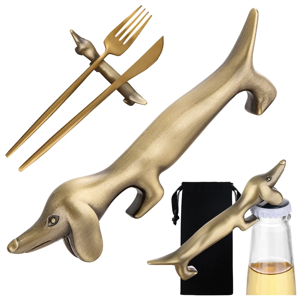 Metal Dachshund Beer Bottle Openers Multi-use Table Dinnerware Holder Home Decoration Gifts for Sausage Dog Lovers