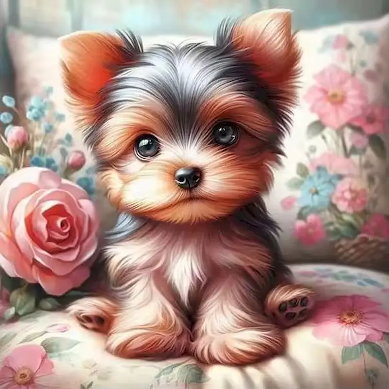 

GATYZTORY 5D Diamond Painting Animals Full Drill Diamond Embroidery Dog Picture Of Rhinestone Mosaic Handmade Gift